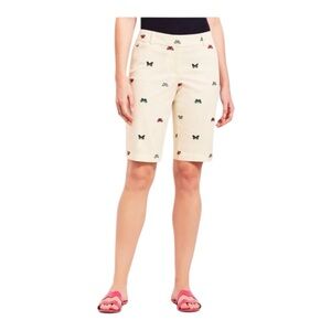 Talbots Cream Women's Bermudas with Butterfly Embroidery NWT Size 14